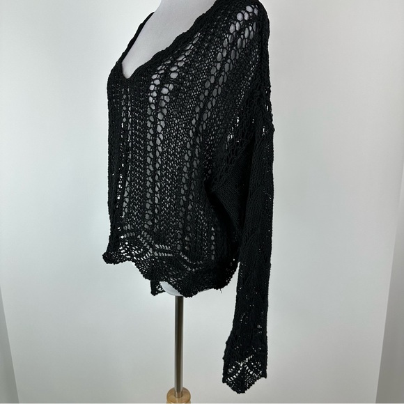 ZARA Black Open Knit Sweater Size Medium - Picture 5 of 7